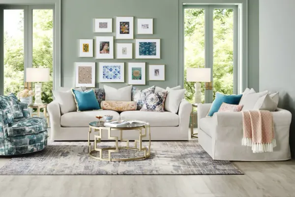 Essex Lane Ivory Slipcover 2 Pc Living Room