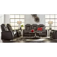 Moretti Brown Leather 7 Pc Dual Power Reclining Living Room