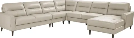 Sutton Heights Beige Leather 5 Pc Sectional