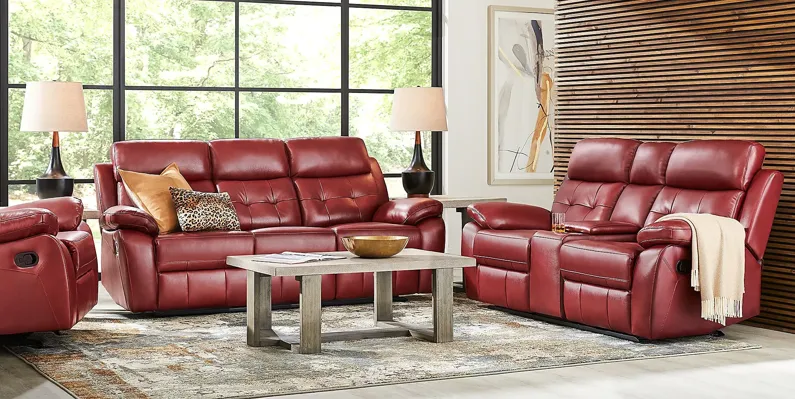 Antonin Red Leather 7 Pc Reclining Living Room