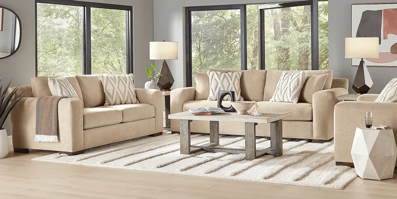 Melbourne Beige 7 Pc Living Room with Sleeper Sofa