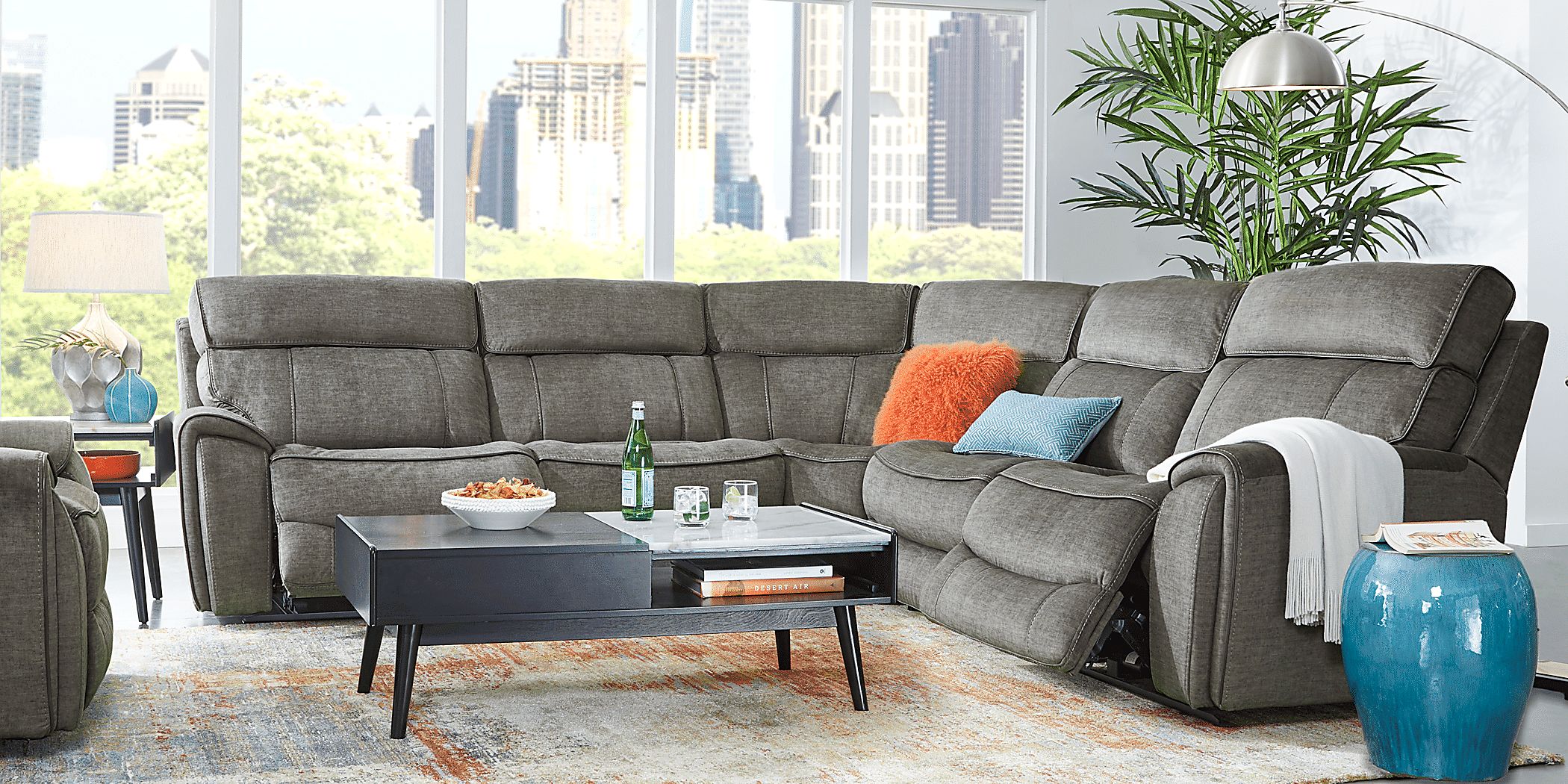 Hosford Dark Gray 5 Pc Reclining Sectional