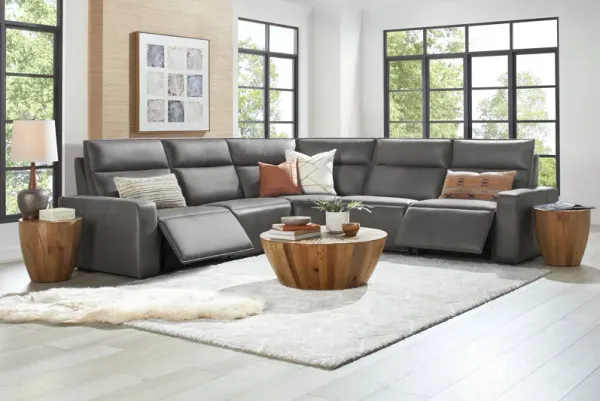 Charcoal Fabric 5 Pc Dual Power Reclining ModularTwo