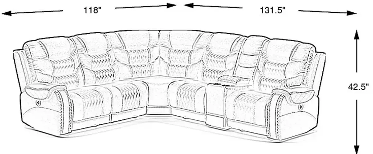 Headliner Gray Leather 6 Pc Dual Power Reclining Sectional