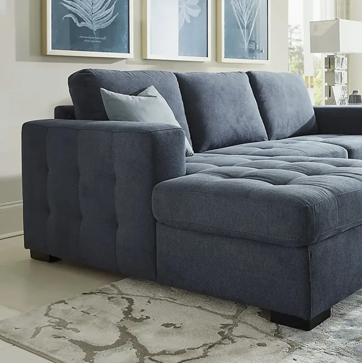 Angelino Heights Blue 2 Pc Sleeper Sectional