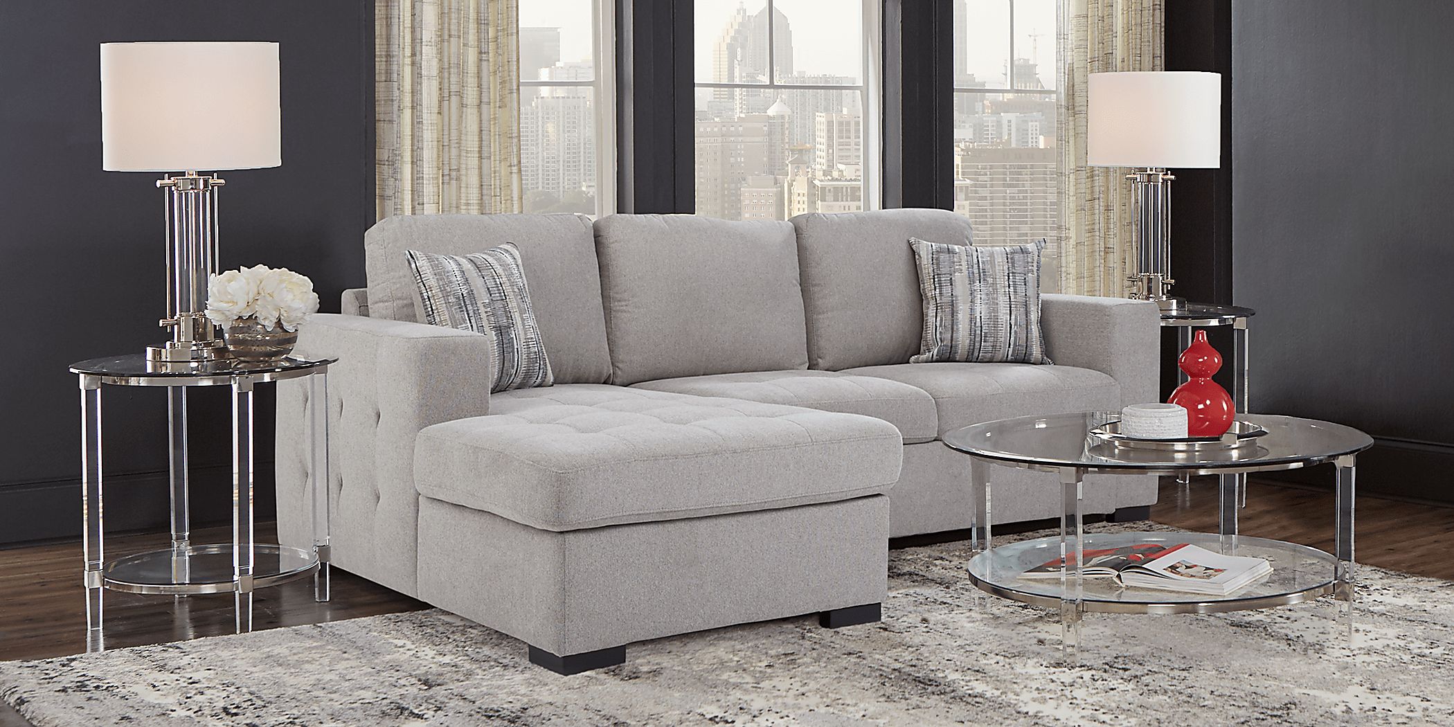 Angelino Heights Gray 2 Pc Sleeper Sectional