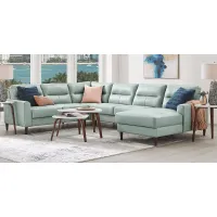 Sutton Heights Aqua Leather 7 Pc Sectional Living Room