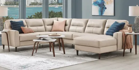 Sutton Heights Beige Leather 7 Pc Sectional Living Room