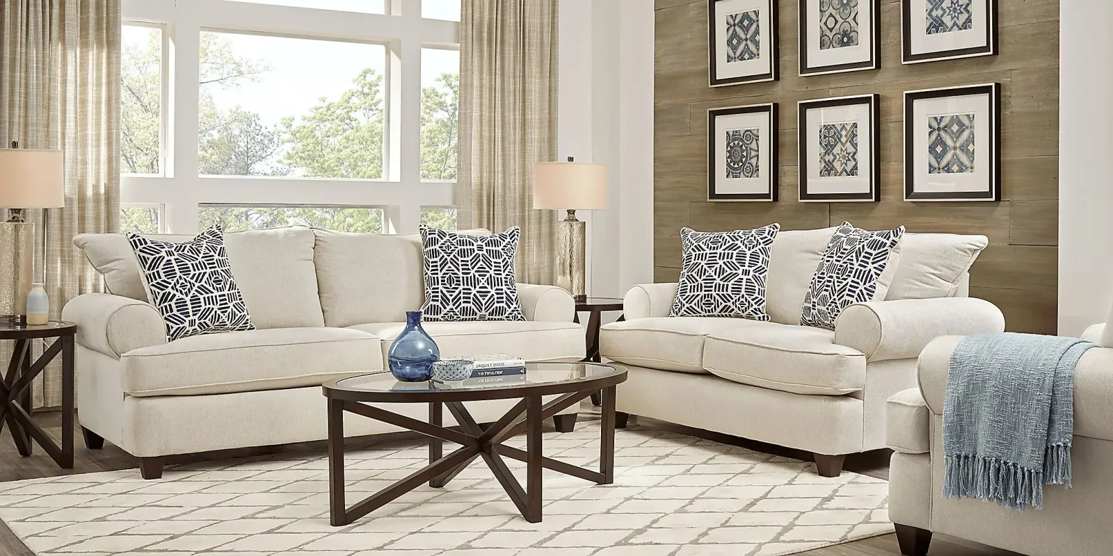 Emsworth Beige 7 Pc Living Room with Gel Foam Sleeper Sofa