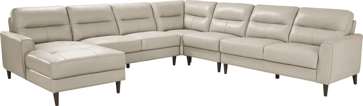 Sutton Heights Beige Leather 8 Pc Sectional Living Room