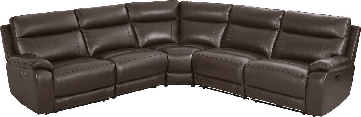 Delaney Point Brown Leather 5 Pc Power Reclining Sectional