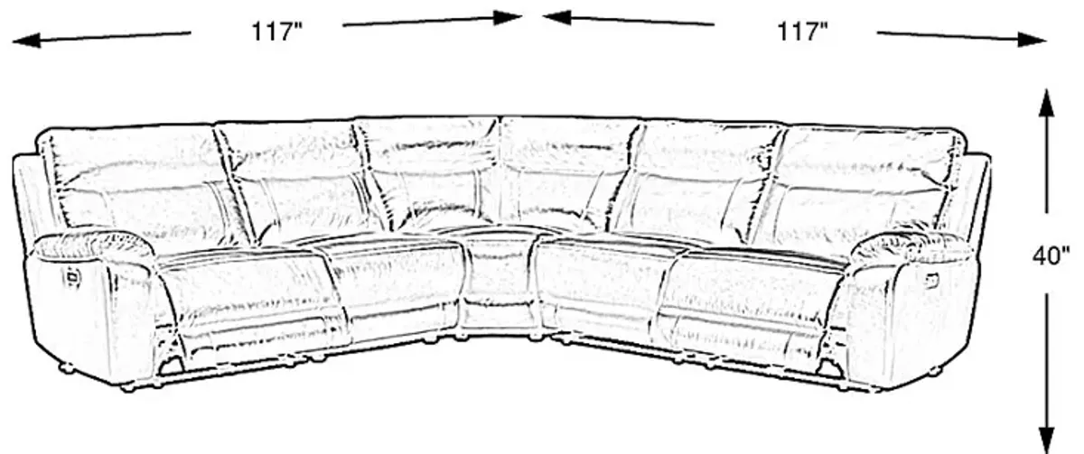 Delaney Point Brown Leather 5 Pc Power Reclining Sectional