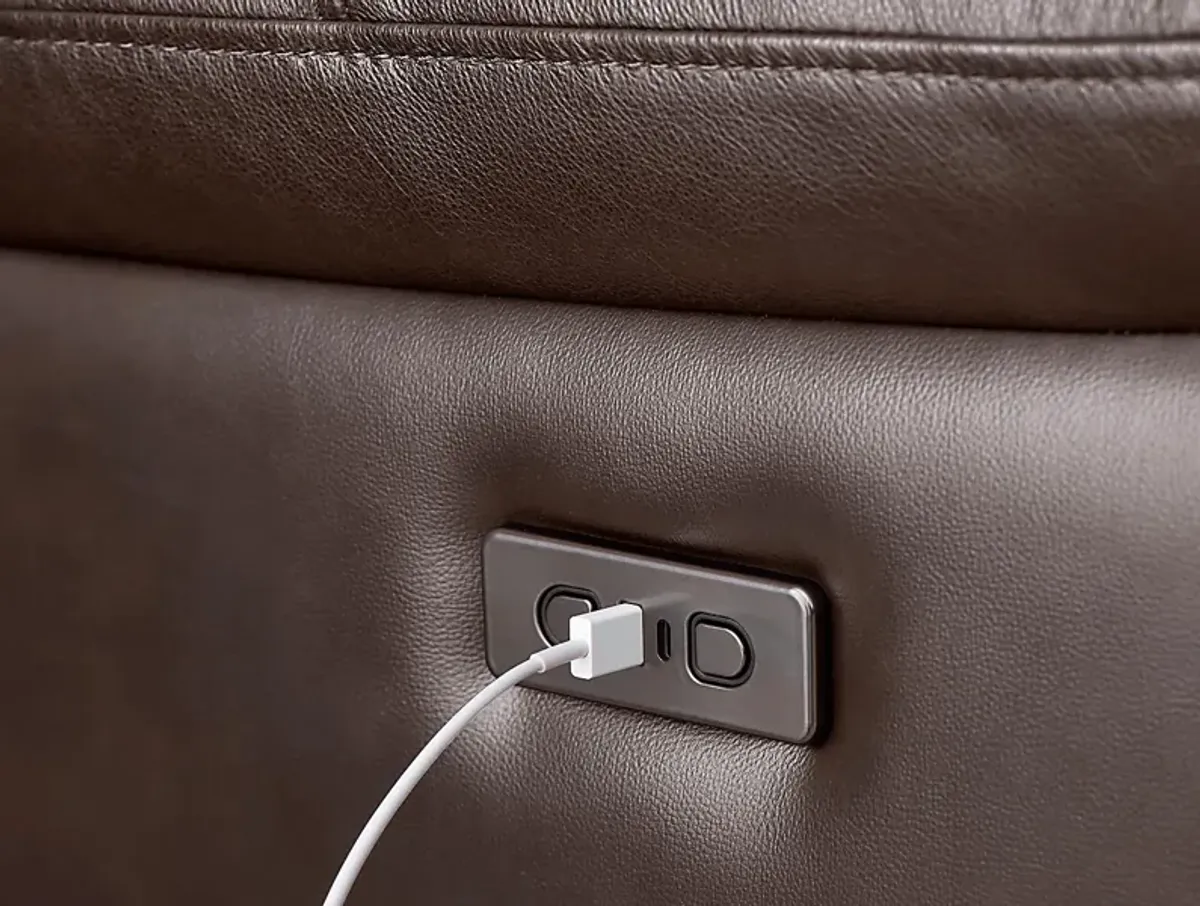 Delaney Point Brown Leather 5 Pc Power Reclining Sectional