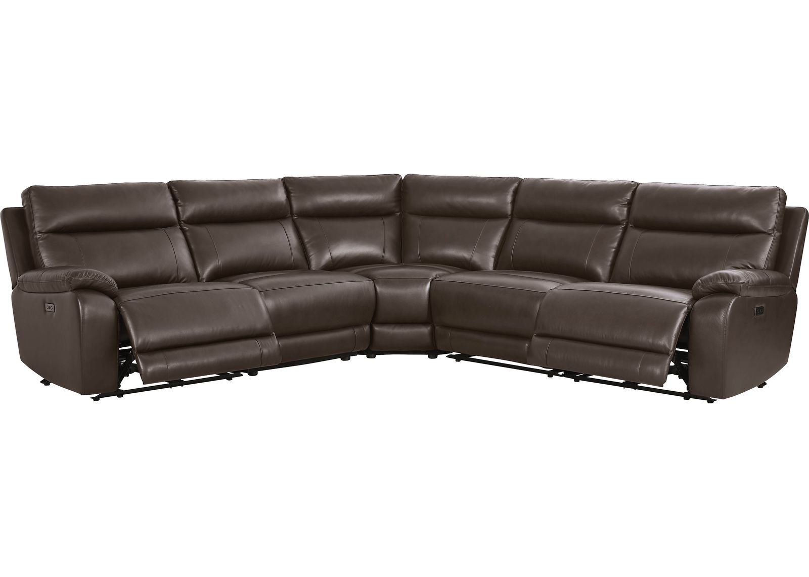 Delaney Point Brown Leather 5 Pc Power Reclining Sectional