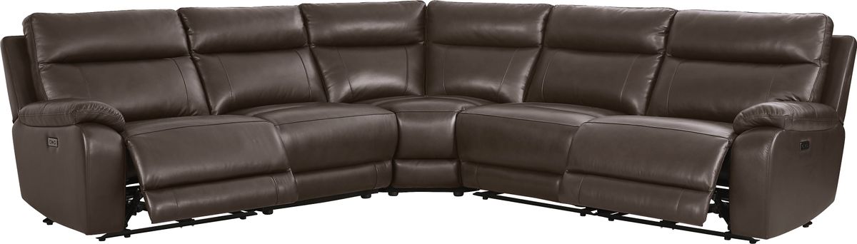 Delaney Point Brown Leather 5 Pc Power Reclining Sectional