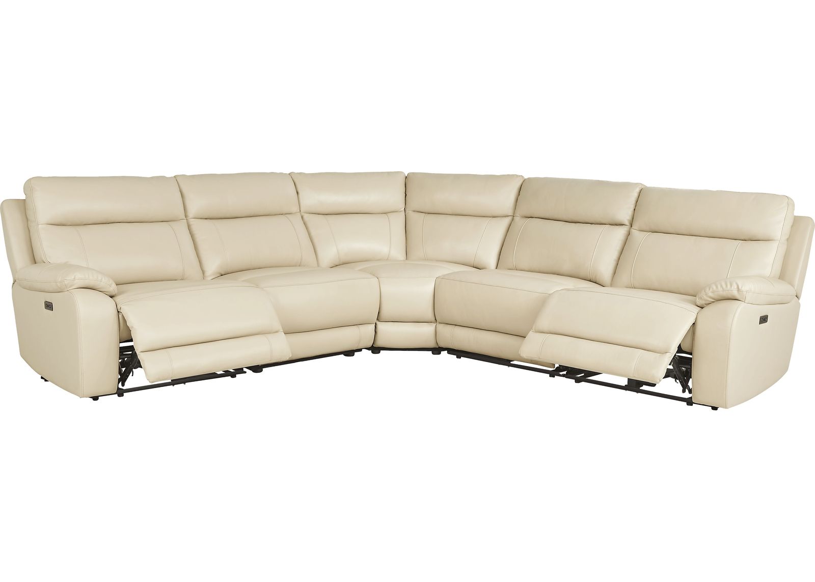 Delaney Point Beige Leather 5 Pc Power Reclining Sectional