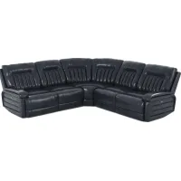Terenzo Blue Leather 5 Pc Dual Power Reclining Sectional