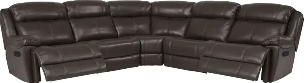 West Valley Brown 5 Pc Leather Reclining Sectional