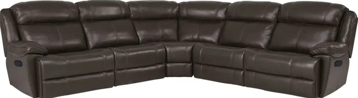 West Valley Brown 5 Pc Leather Reclining Sectional