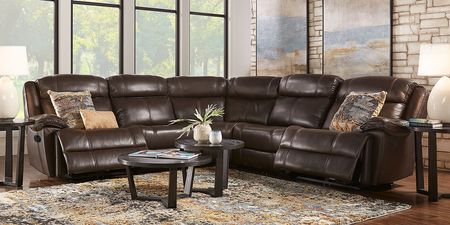 West Valley Brown 5 Pc Leather Reclining Sectional