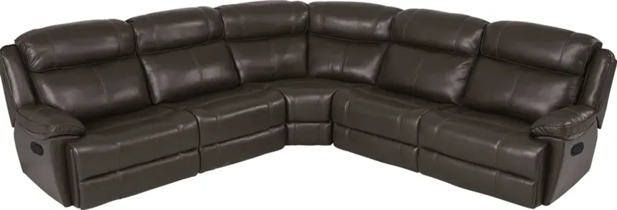 West Valley Brown 5 Pc Leather Reclining Sectional