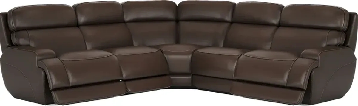 Parker Point Dark Brown Leather 5 Pc Triple Power Reclining Sectional