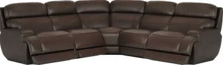 Parker Point Dark Brown Leather 5 Pc Triple Power Reclining Sectional