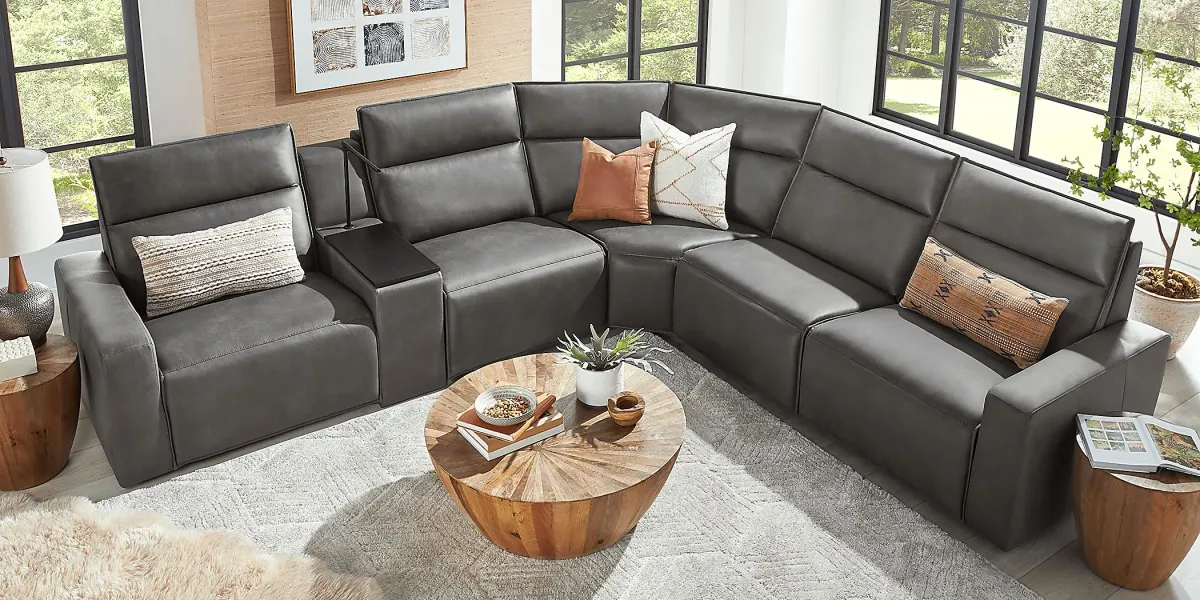 Charcoal 6 Pc Dual Power Reclining ModularTwo