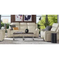 Davidson Platinum Leather 5 Pc Living Room with Dual Power Reclining Sofa