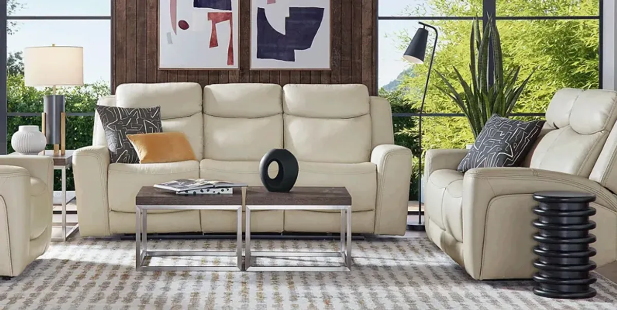 Davidson Platinum Leather 7 Pc Living Room with Dual Power Reclining Sofa