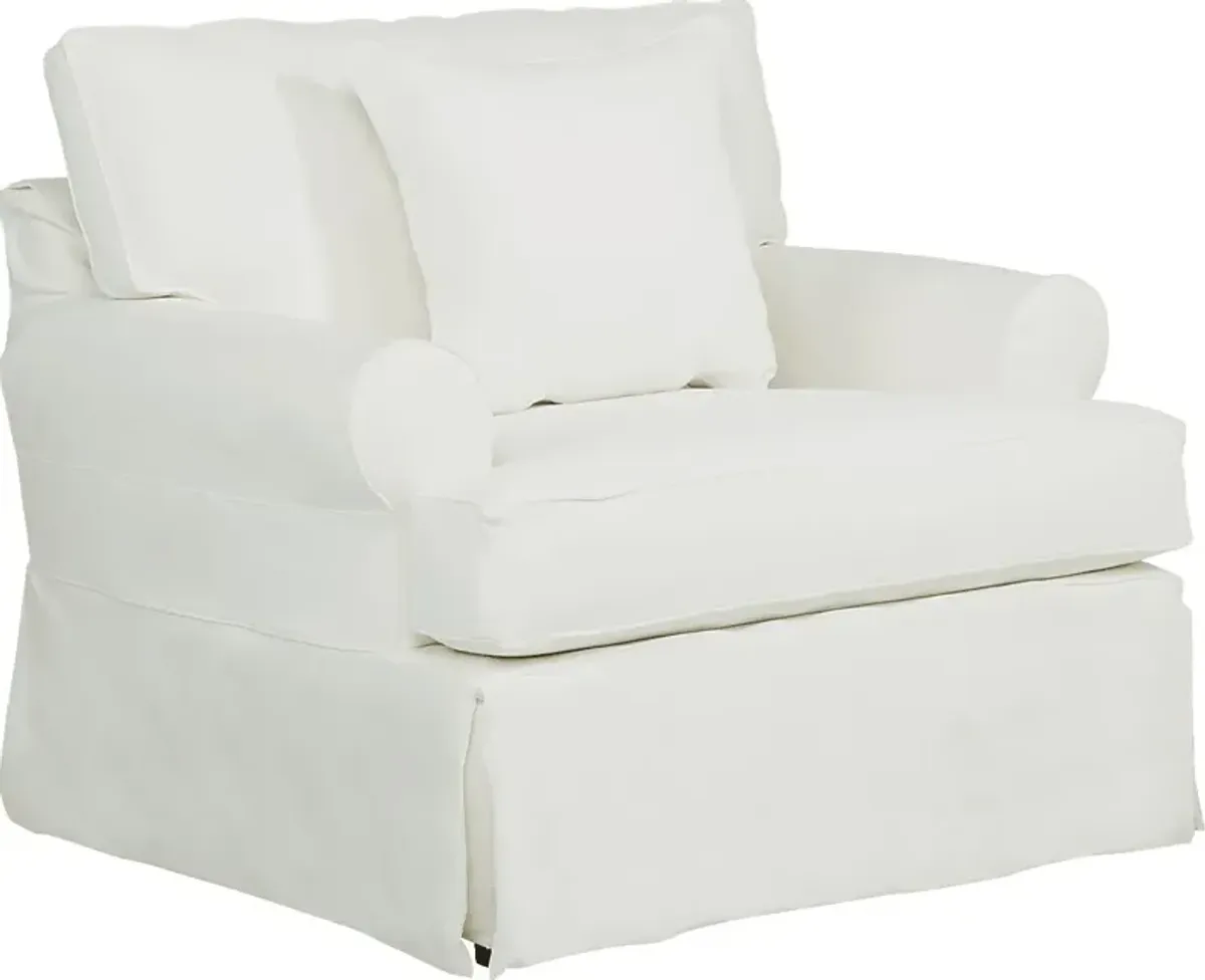 Beachside Walk White Denim Slipcover 8 Pc Living Room