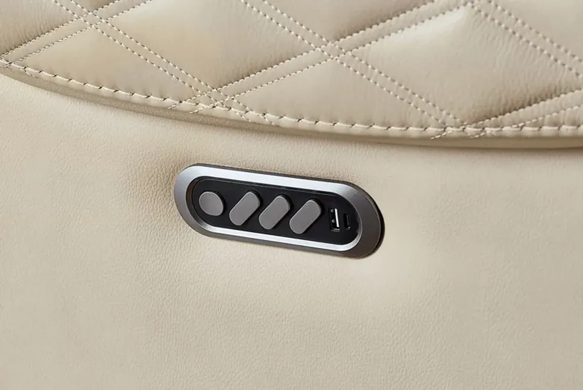 Marquee Cream 5 Pc Leather Triple Power Reclining Sectional