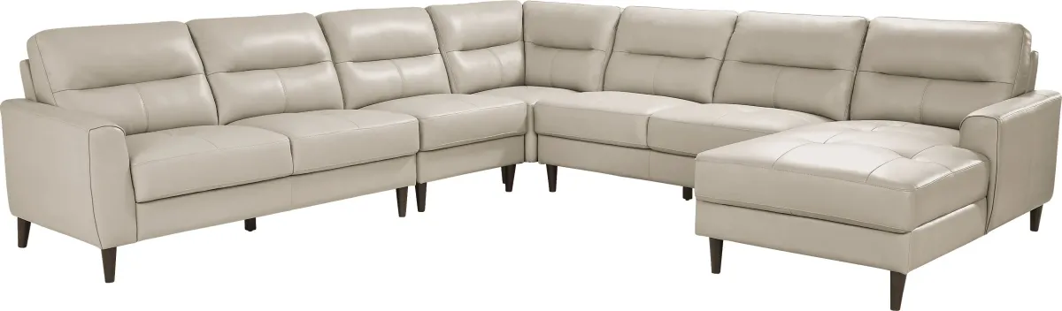 Sutton Heights Beige Leather 8 Pc Sectional Living Room