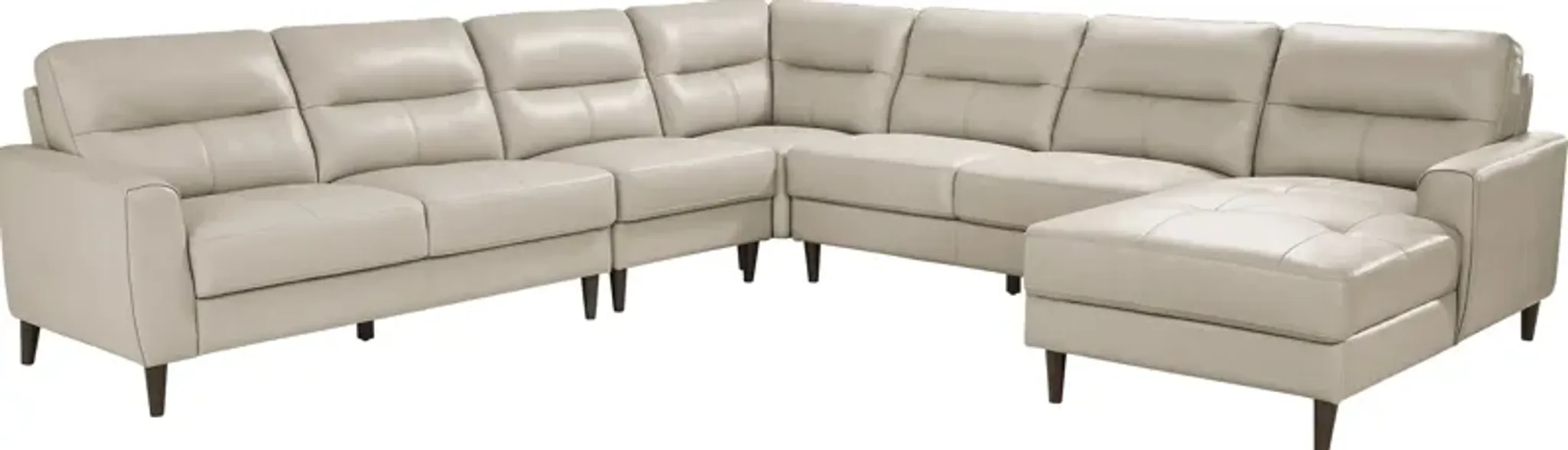 Sutton Heights Beige Leather 8 Pc Sectional Living Room | Furniture.com