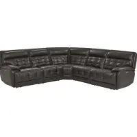 Pacific Heights Black Cherry Leather 5 Pc Dual Power Reclining Sectional