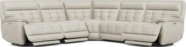 Pacific Heights Light Gray Leather 5 Pc Dual Power Reclining Sectional