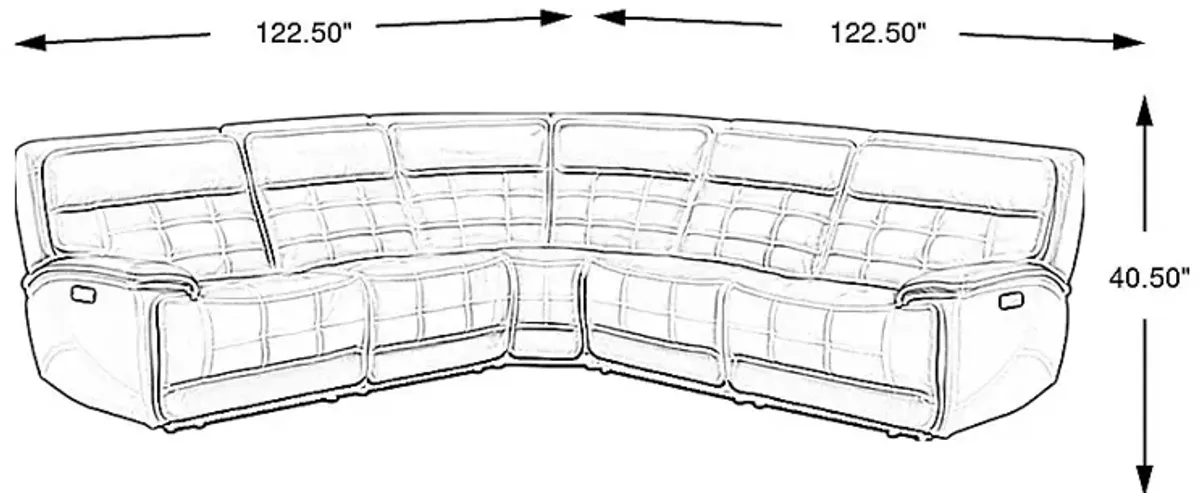 Pacific Heights Light Gray Leather 5 Pc Dual Power Reclining Sectional