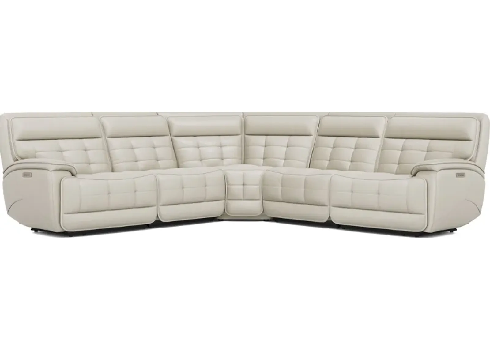 Pacific Heights Light Gray Leather 5 Pc Dual Power Reclining Sectional