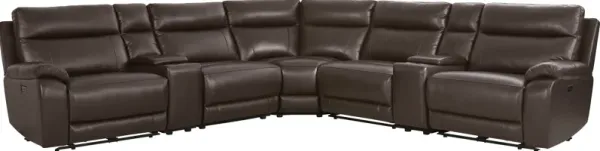 Delaney Point Brown Leather 7 Pc Power Reclining Sectional