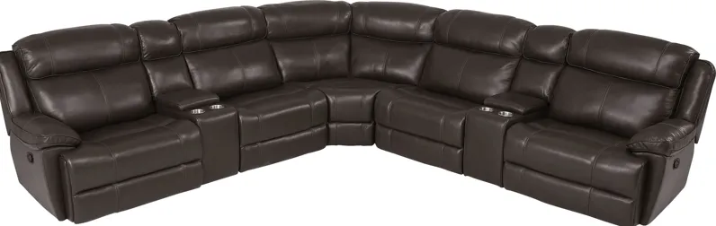 West Valley Brown 7 Pc Leather Reclining Sectional