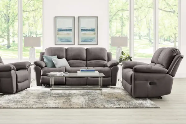 Vercelli Way Gray Leather 8 Pc Reclining Living Room