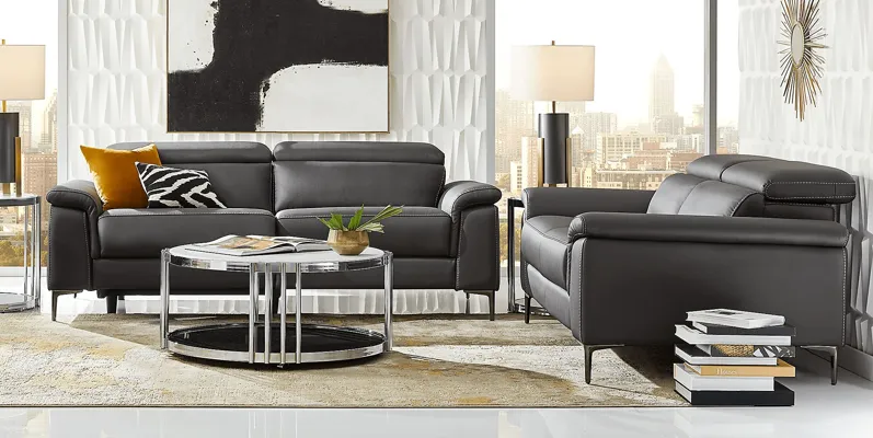 Weatherford Park Black 7 Pc Living Room with Dual Power Reclining Sofa