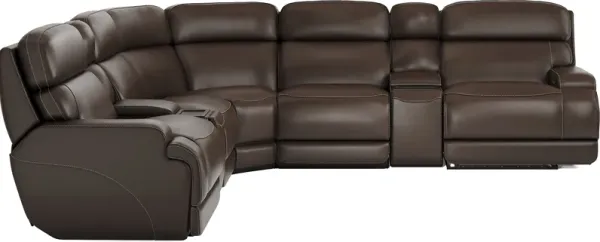 Parker Point Dark Brown Leather 7 Pc Triple Power Reclining Sectional