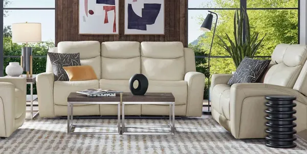 Davidson Platinum Leather 8 Pc Living Room with Dual Power Reclining Sofa