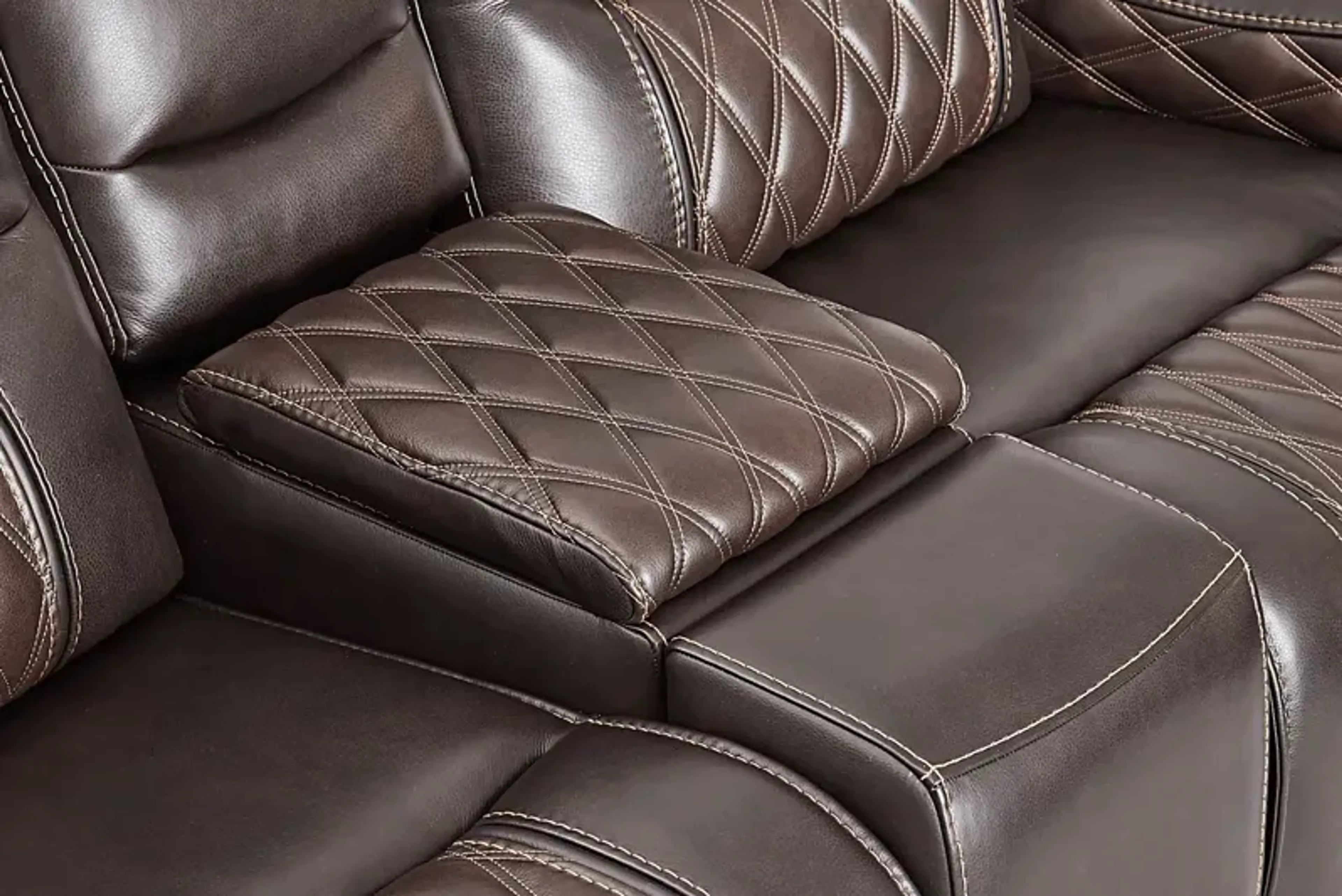 Marquee Brown Leather 7 Pc Triple Power Reclining Sectional
