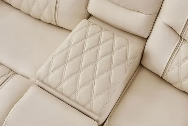 Marquee Cream 7 Pc Leather Triple Power Reclining Sectional
