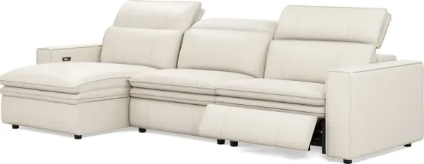Santorini Ice Leather 3 Pc Dual Power Reclining Sectional