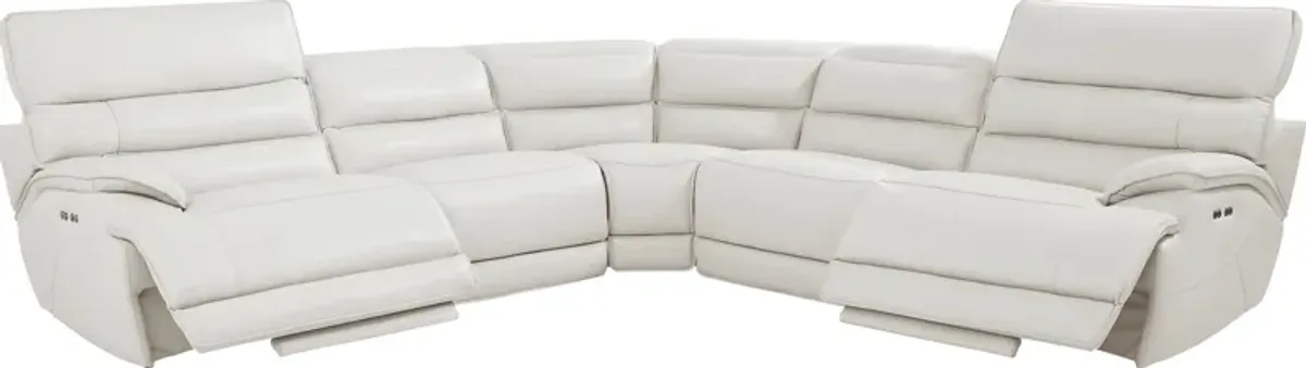 Rossini Light Gray Leather 5 Pc Dual Power Reclining Sectional