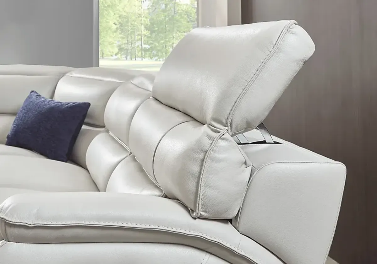 Rossini Light Gray Leather 5 Pc Dual Power Reclining Sectional