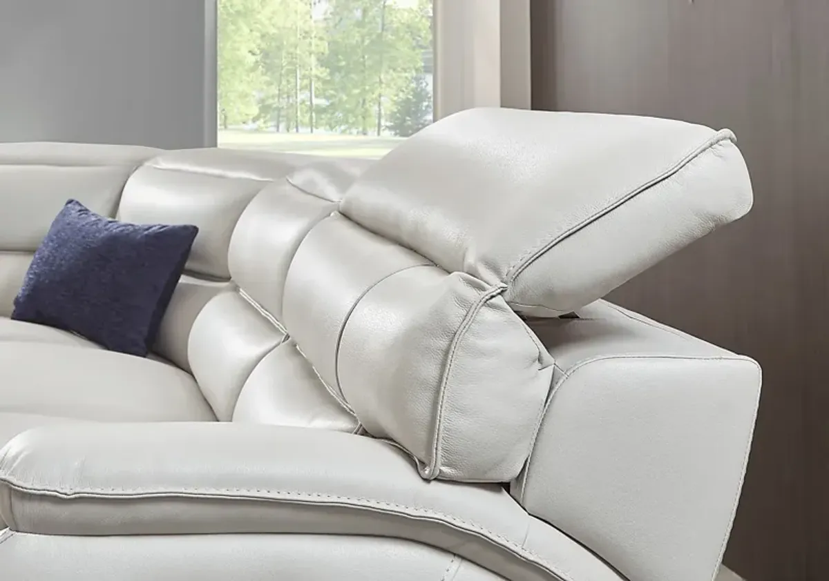 Rossini Light Gray Leather 5 Pc Dual Power Reclining Sectional